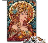 Puzzles 2000 Pieces for Adults Stained Glass Goddess Educational Family Game with Fully Interlocking Randomly Shaped Pieces 70x100cm