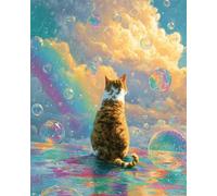 Puzzles 30 Pieces for Adults Colourful Jigsaw puzzles for adults, 30 Piece Challenging & Brainteasing Jigsaws Beautiful Decoration Puzzle, Theme:Rainbow Cloud Cat