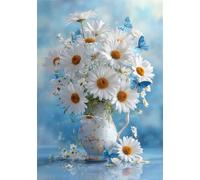 Puzzles 30 Pieces for Adults Colourful Jigsaw puzzles for adults, 30 Piece Challenging & Brainteasing Jigsaws Beautiful Decoration Puzzle, Theme:White Daisy Vase