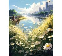 Puzzles 30 Pieces for Adults Colourful Jigsaw puzzles for adults, 30 Piece Challenging & Brainteasing Jigsaws Beautiful Decoration Puzzle, Theme:Urban Lake Daisy