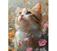 Puzzles 30 Pieces for Adults Colourful Jigsaw puzzles for adults, 30 Piece Challenging & Brainteasing Jigsaws Beautiful Decoration Puzzle, Theme:Pink Daisy Cat