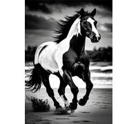 Puzzles 30 Pieces For Adults jigsaw puzzles for adults Classic Educational Challenging Games Toys Family Decoration Puzzle - Black White Horse