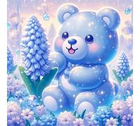 Puzzles 300 Pieces for Adults,13.8x13.8 Inch Jigsaw puzzles for adults Challenging Educational Games Home Decoration Puzzle Theme:Blue Flower Bear