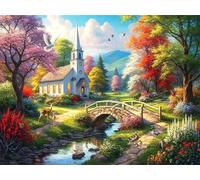 Puzzles 300 Pieces for Adults,15x10.2 inch Jigsaw puzzles for adults Challenging Educational Games Home Decoration Puzzle Theme: Grove Church Landscape