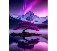 Puzzles 300 Pieces for Adults,15x10.2 inch Jigsaw puzzles for adults Challenging Educational Games Home Decoration Puzzle Theme: Purple Aurora Mountain Tree