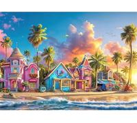 Puzzles 300 Pieces for Adults, Beach Bungalow Jigsaw Puzzle for Adult, Challenging & Brainteasing puzzle Games, jigsaw puzzles for adults 300 for Home Decor Gifts 15 x 10.2 inch