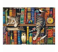 Puzzles 300 Pieces for Adults, Bookshelf Cat Jigsaw Puzzle for Adult, Challenging & Brainteasing puzzle Games, jigsaw puzzles for adults 300 for Home Decor Gifts 15 x 10.2 inch
