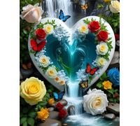 Puzzles 300 Pieces for Adults jigsaw puzzles for adults 300 Piece Educational Challenge Games Decoration puzzle - Fantasy Heart Rose Waterfall