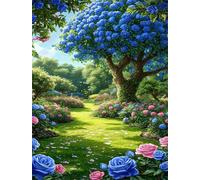 Puzzles 300 Pieces for Adults jigsaw puzzles for adults 300 Piece Educational Challenge Games Decoration puzzle - Blue Flower Trees Landscape
