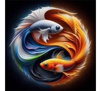 Puzzles 300 pieces for Adults jigsaw puzzles for adults 300 Piece Educational Challenge Puzzle for adults,Educational Games Decoration puzzle Yin-Yang Koi Animal