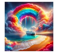 Puzzles 300 pieces for Adults jigsaw puzzles for adults 300 Piece Educational Challenge Puzzle for adults,Educational Games Decoration puzzle Rainbow Cloud Cruise Ship
