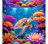 Puzzles 35 Pieces for Adults,4.7x4.7 Inch Jigsaw puzzles for adults Challenging Educational Games Home Decoration Puzzle Theme:Oceanic Colorful Coral Turtle