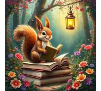 Puzzles 35 Pieces for Adults,4.7x4.7 Inch Jigsaw puzzles for adults Challenging Educational Games Home Decoration Puzzle Theme:Grove Squirrel Flowers