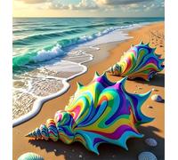 Puzzles 35 Pieces for Adults,4.7x4.7 Inch Jigsaw puzzles for adults Challenging Educational Games Home Decoration Puzzle Theme:Beach Colorful Conch