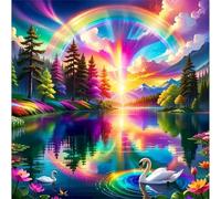 Puzzles 35 Pieces for Adults,4.7x4.7 Inch Jigsaw puzzles for adults Challenging Educational Games Home Decoration Puzzle Theme:Rainbow Aurora Scenery