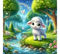 Puzzles 35 Pieces for Adults,4.7x4.7 Inch Jigsaw puzzles for adults Challenging Educational Games Home Decoration Puzzle Theme:Green Grove Sheep