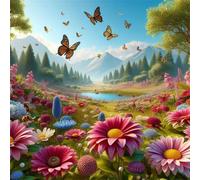 Puzzles 35 Pieces for Adults,4.7x4.7 Inch Jigsaw puzzles for adults Challenging Educational Games Home Decoration Puzzle Theme:Landscape Flowers Butterflies