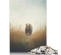 Puzzles 500 Piece Bear in Foggy Meadow Jigsaw Puzzles Wooden Puzzles for Adults And Age 18 And Up Intellectual Game 500pcs (52x38cm)