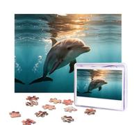 Puzzles 500 Piece Challenging Jigsaw Puzzle for Adults Picture Puzzle Gifts | Golden Sea Dolphin Puzzles with storage bag Personalized Photo Puzzle for Family Game Home Decor Wall Art 52x38 CM
