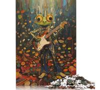 Puzzles 500 Piece Cool Frog Rock Star Jigsaw Puzzles Wooden Puzzles for Adults And Age 18 And Up Intellectual Game 500pcs (52x38cm)