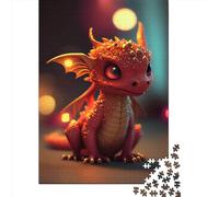 Puzzles 500 Piece Cute Fire Dragon 13 Jigsaw Puzzles Wooden Puzzles for Adults And Age 18 And Up Intellectual Game 500pcs (52x38cm)