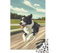 Puzzles 500 Piece Jigsaw Border Collie Puzzle for Adults And Teenagers Gifts Woodenboard Jigsaw Puzzles Educational Toys Family Games 500pcs (52x38cm)