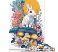 Puzzles 500 Piece Jigsaw Enchanted Garden Rabbit Illustration Puzzle for Adults And Teenagers Gifts Woodenboard Jigsaw Puzzles Educational Toys Family Games 500pcs (52x38cm)