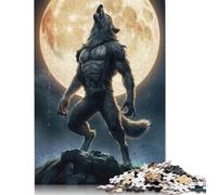 Puzzles 500 Piece Jigsaw Werewolf Howling At The Moon Puzzle for Adults And Teenagers Gifts Woodenboard Jigsaw Puzzles Educational Toys Family Games 500pcs (52x38cm)