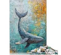 Puzzles 500 Piece Jigsaw Whale Painting Puzzle for Adults And Teenagers Gifts Woodenboard Jigsaw Puzzles Educational Toys Family Games 500pcs (52x38cm)