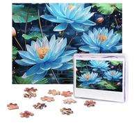 Puzzles 500 Pieces (52 X 38cm) Personalized Jigsaw Puzzles Blue Dragonfly And Lotus Puzzle Challenging Photo With Storage Bag Picture Puzzle For Adults Family