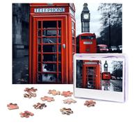 Puzzles 500 Pieces (52 X 38cm) Personalized Jigsaw Puzzles England Uk Retro London Telephone Puzzle Challenging Photo With Storage Bag Picture Puzzle For Adults Family