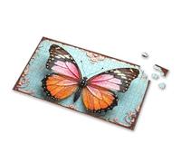 Puzzles 500 Pieces A Butterfly With Pink, Orange, And Black Wings. Picture Puzzle Easter Gifts For Adults 100 Piece Puzzles For Kids(300PCS)