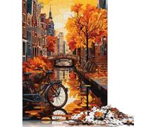 Puzzles 500 Pieces Bicycle on The Bridge Jigsaw Puzzle Decompression Toy Wooden Jigsaws Adult Birthday Gifts 500pcs (52x38cm)