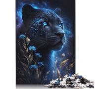 Puzzles 500 Pieces Black Leopard And Flower Jigsaw Puzzle Decompression Toy Wooden Jigsaws Adult Birthday Gifts 500pcs (52x38cm)
