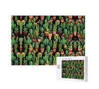 Puzzles 500 Pieces Cactus Pattern Jigsaw Puzzles Wooden Photo Puzzle for Adults Personalized Picture Puzzle Classic Jigsaw Puzzle for Family Wedding Birthday Valentine's Day Gifts 15.7 x 11 Inch