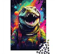 Puzzles 500 Pieces Colorful Artistic Astronaut Crocodile Jigsaw Puzzle Adults Puzzles Difficulty Puzzles Education Games Toys Family Decoration 500pcs (52x38cm)