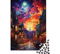 Puzzles 500 Pieces Colorful Psychedelia in Quebec City Jigsaw Puzzle Adults Jigsaw Difficulty Puzzles Educational Toy Games Family Decoration 500pcs (52x38cm)