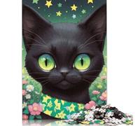 Puzzles 500 Pieces Cute And Funny Black Cat Jigsaw Puzzle Adults Puzzles Difficulty Puzzles Education Games Toys Family Decoration 500pcs (52x38cm)