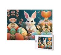 Puzzles 500 Pieces Cute Easter Bunny Jigsaw Puzzles Wooden Photo Puzzle for Adults Personalized Picture Puzzle Classic Jigsaw Puzzle for Family Wedding Birthday Valentine's Day Gifts 15.7 x 11 Inch
