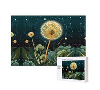 Puzzles 500 Pieces Dandelions at Night Jigsaw Puzzles Wooden Photo Puzzle for Adults Personalized Picture Puzzle Classic Jigsaw Puzzle for Family Wedding Birthday Valentine's Day Gifts 15.7 x 11 Inch