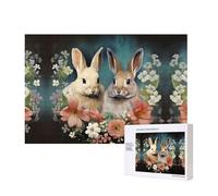 Puzzles 500 Pieces Easter Bunny Jigsaw Puzzles Wooden Photo Puzzle for Adults Personalized Picture Puzzle Classic Jigsaw Puzzle for Family Wedding Birthday Valentine's Day Gifts 15.7 x 11 Inch