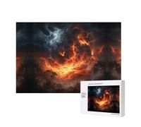 Puzzles 500 Pieces Fire and Lightning Jigsaw Puzzles Wooden Photo Puzzle for Adults Personalized Picture Puzzle Classic Jigsaw Puzzle for Family Wedding Birthday Valentine's Day Gifts 15.7 x 11 Inch