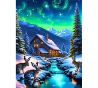 Puzzles 500 Pieces for Adults,20.5x15 inch Jigsaw puzzles for adults Challenging Educational Games Home Decoration Puzzle Theme: Winter Cottage Rabbit