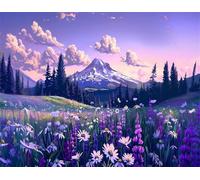 Puzzles 500 Pieces for Adults,20.5x15 inch Jigsaw puzzles for adults Challenging Educational Games Home Decoration Puzzle Theme: Purple Flowers Mountain