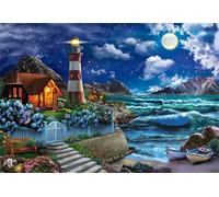 Puzzles 500 Pieces for Adults,20.5x15 inch Jigsaw puzzles for adults Challenging Educational Games Home Decoration Puzzle Theme: Seaside Lighthouse Cottage