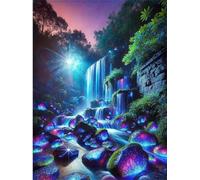 Puzzles 500 Pieces for Adults,20.5x15 inch Jigsaw puzzles for adults Challenging Educational Games Home Decoration Puzzle Theme: Sunlit Waterfall Stones