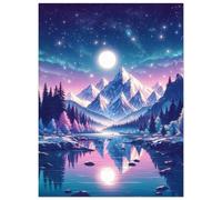 Puzzles 500 Pieces for Adults,20.5x15 inch Jigsaw puzzles for adults Challenging Educational Games Home Decoration Puzzle Theme: Moonlit Mountain Lake