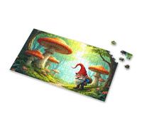 Puzzles 500 Pieces For Adults A Gnome Stands Amidst A Forest Of Oversized Mushrooms. Picture Puzzle 300 Piece Puzzles For Adults Large Piece 300 Piece(300PCS)