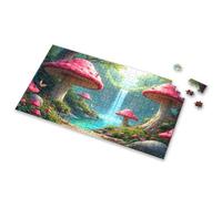 Puzzles 500 Pieces For Adults A Magical Forest With Giant Mushrooms, Butterflies, And A Waterfall. Picture Puzzle 300 Piece Puzzles For Adults Large Piece 300 Piece(300PCS)