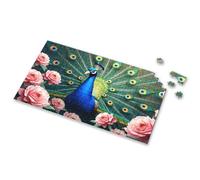 Puzzles 500 Pieces For Adults A Peacock With Vibrant Feathers Surrounded By Pink Roses. Picture Puzzle 500 Piece Puzzles For Adults 1000 Piece Puzzle For(500PCS)